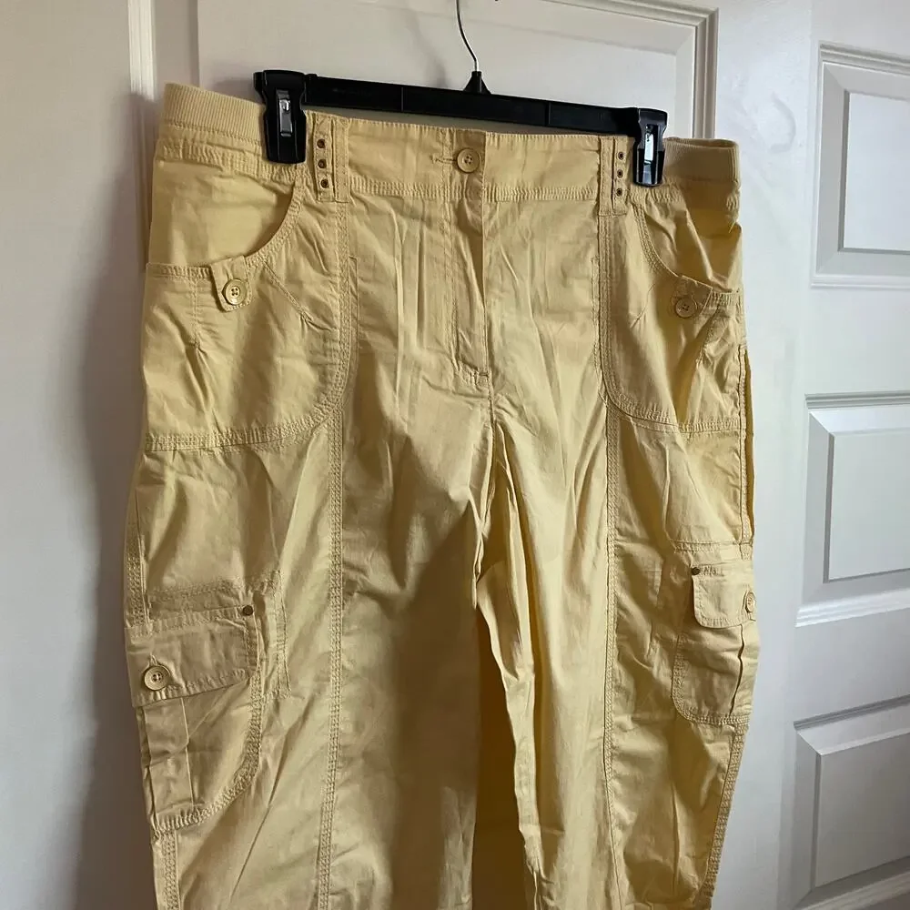Chico’s The Amelia Cool Cotton Crop‎ in Butter Yellow - Size 16 - NEW